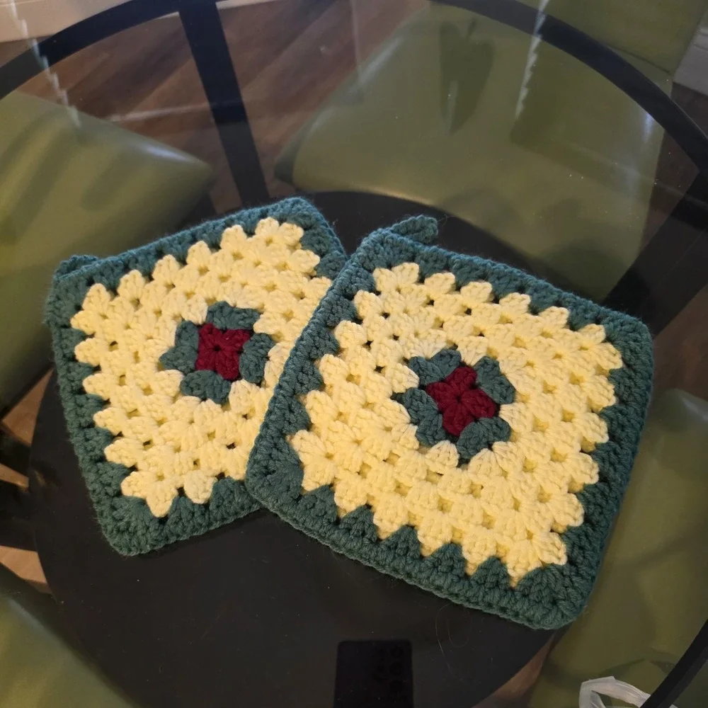 2 Handmade Crochet Pot Holders 8.5